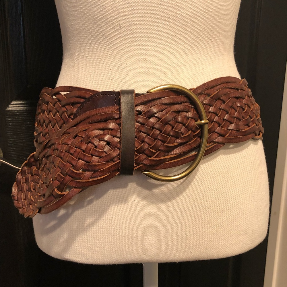 leather braded waist belt